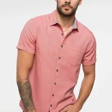 Дефакто модная мужская рубашка с коротким рукавом для мужчин, повседневные однотонные комфортные рубашки для отдыха, простые Джокер топы, мужские Summer-I9635AZ18SM