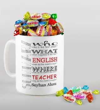 

Personalized English Teacher Mug and Haribo Candy Gift Seti-7