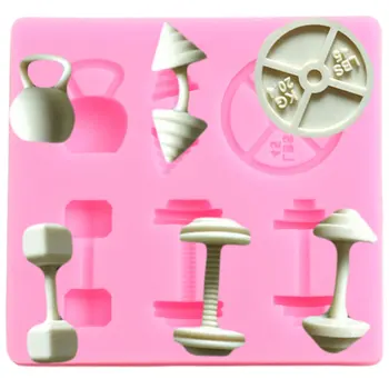 

3D Sports Fitness Equipment Dumbbell Silicone Mold Fondant Cake Decorating Tools Candy Ploymer Clay Chocolate Gumpaste Mould
