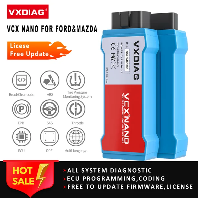 VXDIAG VCX NANO For Ford IDS OBD2 Car Diagnostic tool For Mazda V122 Automotivo scanner J2534 PCM ABS ECU Programming IDS V123 1