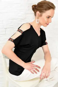 

Trend Alacati Style Women Black Ethnic Banded Blouse ALC-X4095