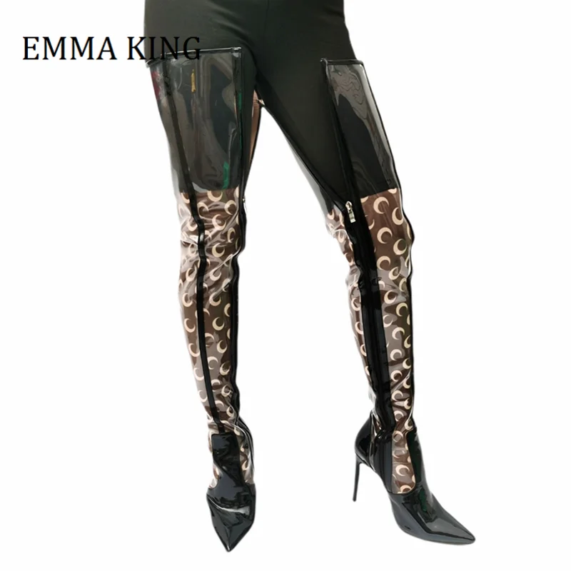 pvc thigh high boots