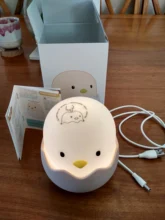 Luz Led nocturna para niños, lámpara de silicona suave recargable por USB, decoración de dormitorio, regalo, noche de pollito de Animal, sombra de Luna