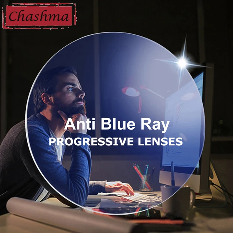 US $47.04 Free Form Progressive Digital Anti Blue Ray Optical Lenses Wide Field Lens Multifocal For Cut Off Computer Blue Light Protection
