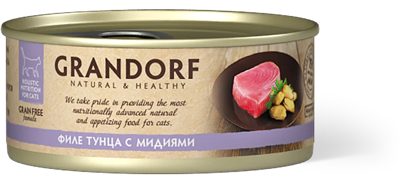 Филе тунца с мидиями - GD 08 Корм для кошек Грандорф, Банка 70 гр, Grandorf - Цвет: Филе тунца с мидиями - GD 08