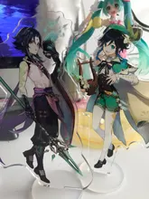 Genshin-figura de Anime de impacto Diluc Venti Klee Keqing Qiqi, soporte acrílico, modelo de placa, decoración de escritorio, señal de pie, llavero de ventilador, regalos