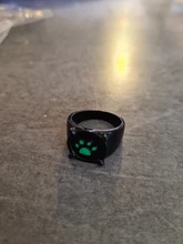 Anillos de gato negro de Anime para niños y niñas, joyería para disfraz, fiesta, regalo, estampado verde, esmalte, Pata de Gato