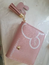 Disney-cartera pequeña de Mickey mouse para mujer, monedero para estudiante con cremallera corta, borla, mini billetera, tarjetero de Minnie