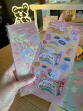 Lindo láser oso pegatinas Scrapbooking Collage decorativo pegatina coreanas DIY álbum diario palo etiqueta artículos de papelería Kawaii suministros