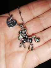 Colgante con forma de corazón de unicornio y diamantes de imitación para mujer, collar de Animal de poni, regalo de joyería