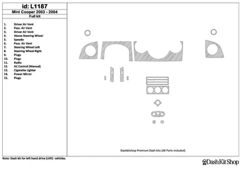 

Interior lining for Mini Cooper 2003-2004. Set L1187.
