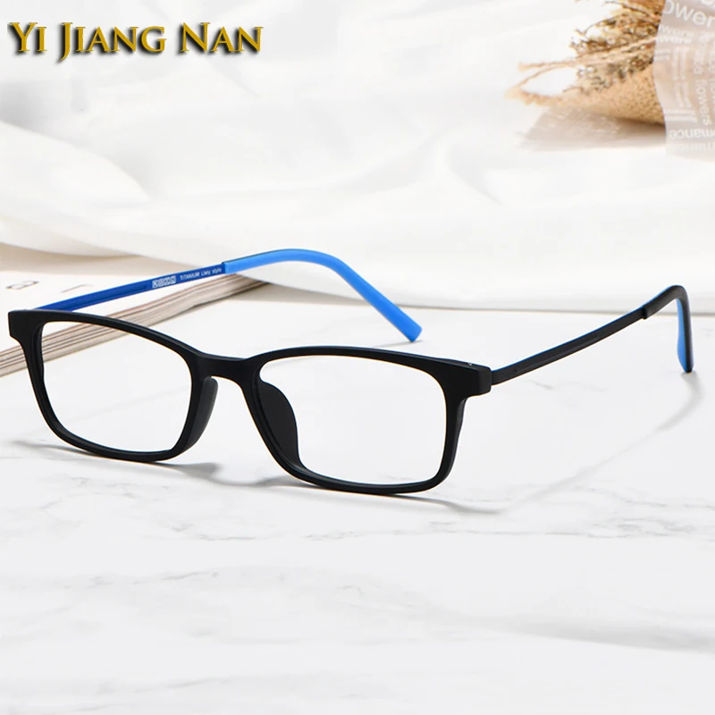 

Optical Men Rectangle TR90 Frame Titanium Temple Prescription Eyewear Light Weight Anti Blue Ray Spectacle Glasses Frames