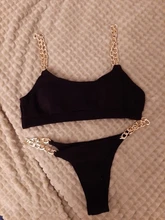 Chain Swimsuit Bikini-Set Bandeau Sexy Women Summer Biquini Peachtan Female Mellatic