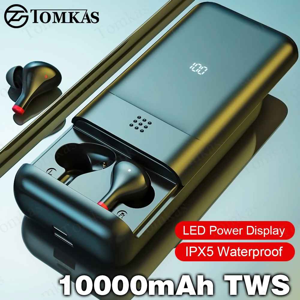 10000 мАч TWS 5 0 Bluetooth наушники светодиодный дисплей беспроводные IPX5