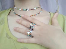 Collar de satélite multicapa con cuentas de arcoíris para mujer, joyería Bohemia hecha a mano, con personalidad