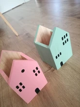 Lápiz de madera con forma de Casa soporte de escritorio para lápiz organizador contenedor cepillo pote papelería escuela Oficina suministros