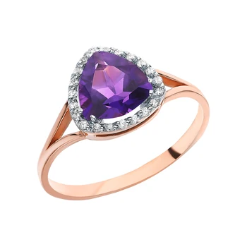 

Gold ring with amethyst and cubic zirconia sunlight sample 585 test