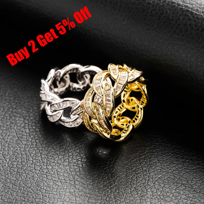 TOPGRILLZ Новое кубинское звено цепи кольцо для мужчин Bling Iced Out кубический циркон хип хоп кольца панк преувеличенное уличное кольцо артиста