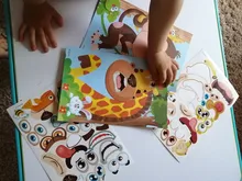 Pegatinas de rompecabezas para niños, juegos de rompecabezas de princesa de cara a cara, dinosaurio de ensamblaje, juguete educativo de entrenamiento de reconocimiento