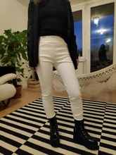 Y2K-pantalones pitillo elásticos de piel sintética para mujer, pantalón Sexy ajustado de terciopelo y cuero PU para otoño e invierno, 7172