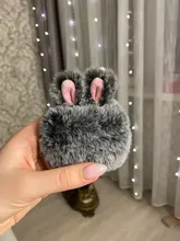 Ear-Fur-Case Capa Carabiner Plush-Cover Apple Airpods Rabbit Soft Wireless for 1-2/Wireless/Charging-fluffy-box