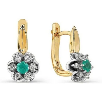 

Alcor earrings flowers with emeralds and diamonds in red gold