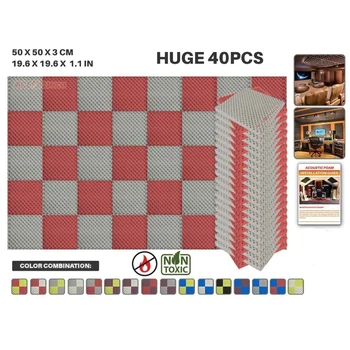 

Arrowzoom 40 pcs 19.6" x 19.6" x 1.1" Color Combination Convoluted Egg Crate Tile Studio Sound Absorbing Panel Acoustic Foam