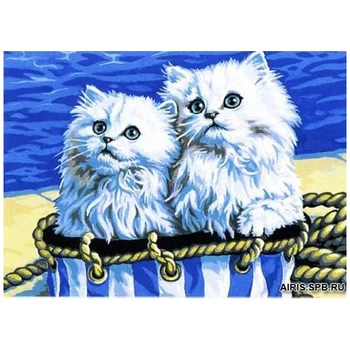 

Mrc1531-337 canvas with a pattern Margot 'white kittens '40*50 cm