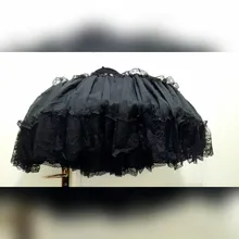 Las mujeres Lolita falda enagua de crinolina noche enagua para fiestas Vintage cintura elástica 2-Bucle volantes Swing negro gótico falda