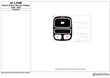 

Interior lining for Nissan Quest 1999-2002. Set L1439.