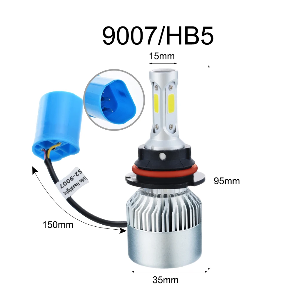 H7 H8/H9/H11 9005/HB3/H10 9006/HB4 9004/HB1 9012 9007/HB5 Автомобильные фары S2led супер яркие дальнего и ближнего света 2 лампы