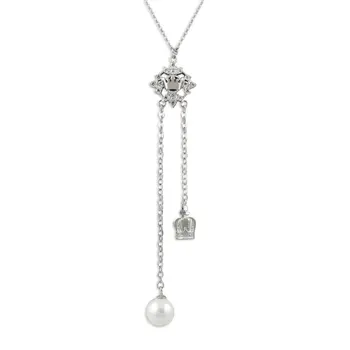 

Angemiel 925 Sterling Silver Pearl & Zircon Crystal Crown Necklace-Rhodium Plated