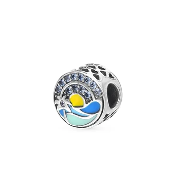 

Silver Pendant-charm with cubic zirconia and enamel sunlight sample 925