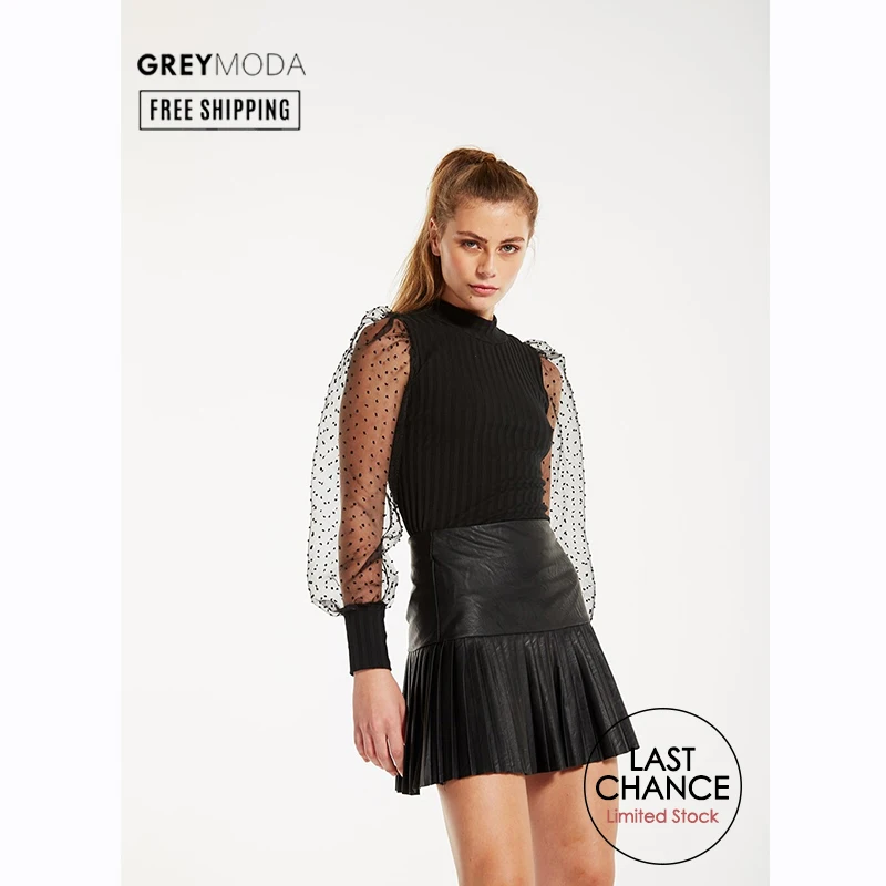 GREYMODA женский свитер с рукавом рибе, современный и женский дизайн, женская мода, прозрачный рукав, зима, один размер