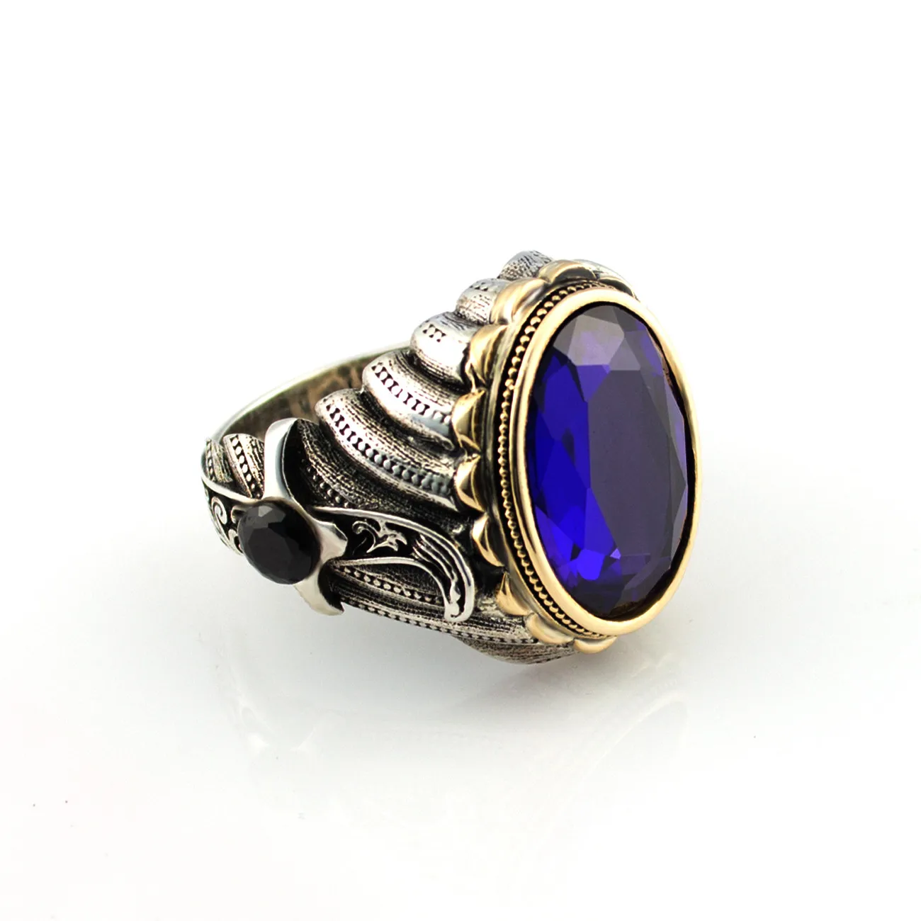 

925 Sterling Silver Ring for Men with Blue Zircon Stone (Made in Turkey)