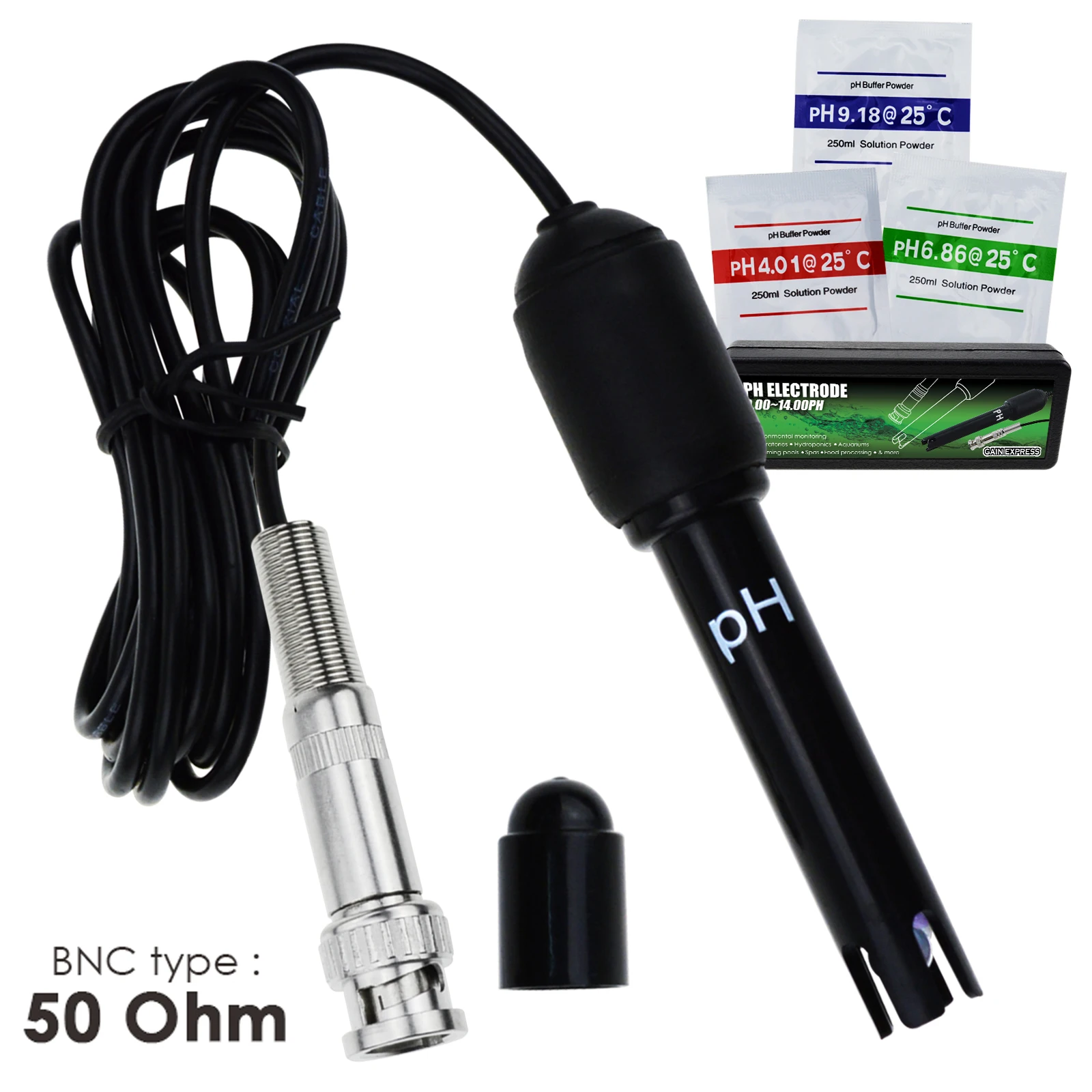150cm Long Cable 0 14pH Test Sensor Electrode PH Probe with BNC
