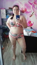 Bikini Big Swimsuits Swimwear Floral Vintage High-Waist Plus-Size Women Female Sexy S-3XL
