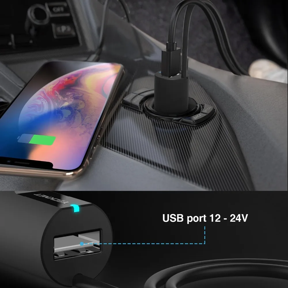 TeckNet автомобильное зарядное устройство Быстрая зарядка с 3,5 мм аудио разъем в автомобиль универсальный F27 FM передатчик Радио Функция для iPhone iPad MP3/4
