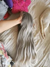 SOKU-peluca con malla frontal para mujer afroamericana, cabellera sintética con malla frontal, Color Ondulado Natural, parte media larga, estilo moderno, fibra resistente al calor