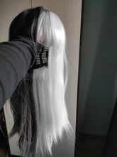 JOY & BEAUTY-Peluca de cabello sintético para mujer, pelo largo y liso, fibra de alta temperatura, Cosplay, 24 pulgadas, negro/blanco