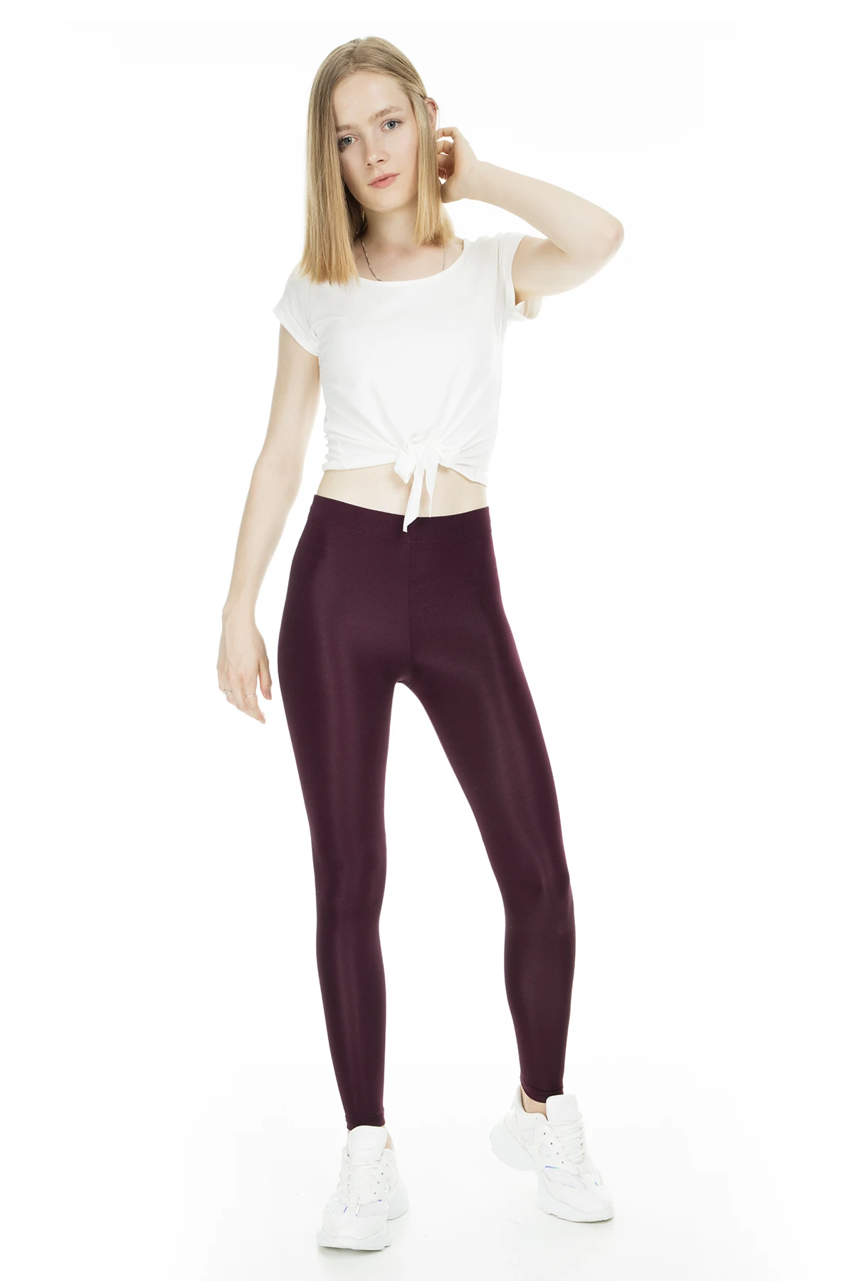 Damson Colour (Purpl Lela блестящие леггинсы женские леггинсы MK19S691014 - Цвет: Damson Colour (Purpl
