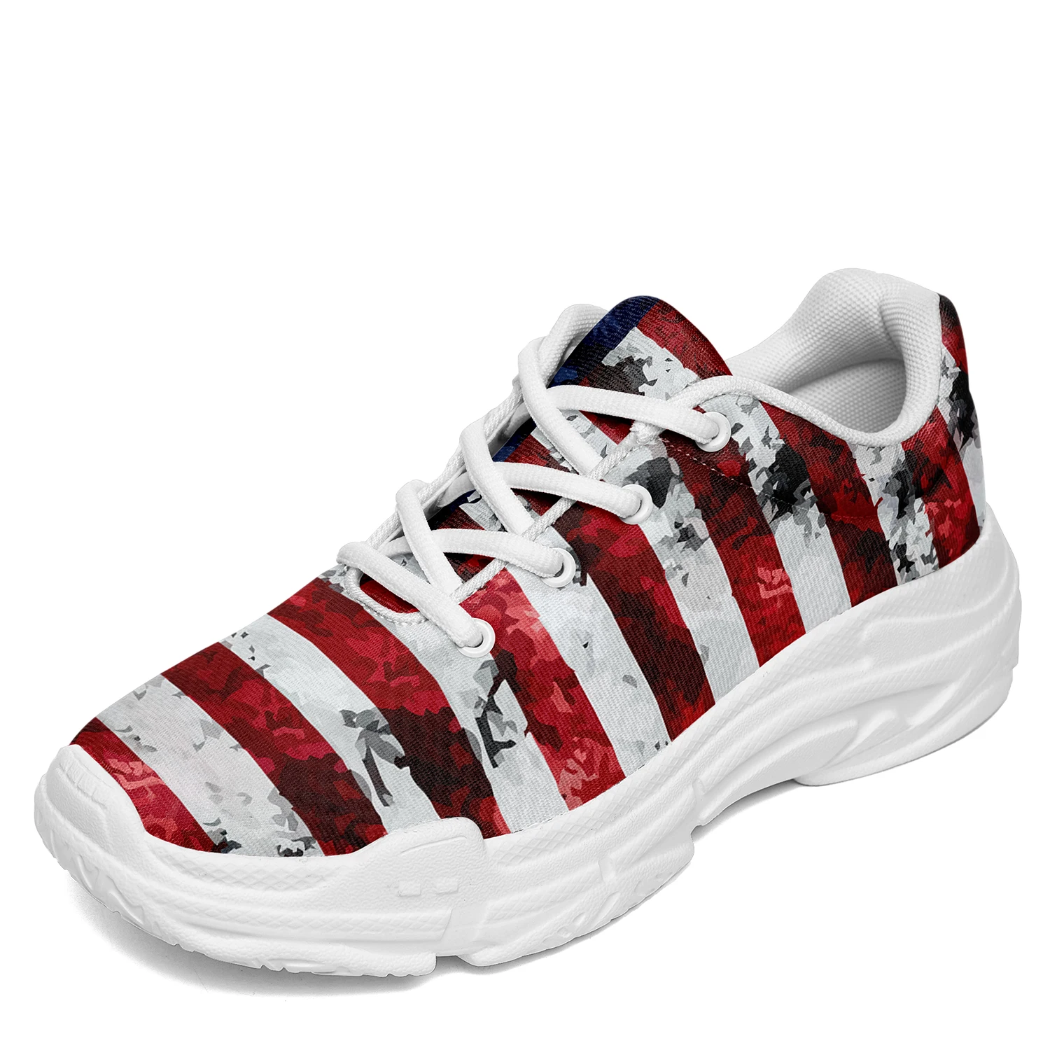 Men's Running Shoes Patriotic Flag Design Air Knit Mesh Breathable