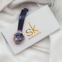 Shengke-Reloj de pulsera de cuarzo con esfera azul para Mujer, nuevo diseño, elegante, 32 MM, movimiento japonés, femenino