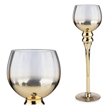 

Candleholder Transparent Crystal Gold (13 x 40 x 13 cm)