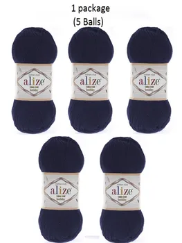 

Thread 1 Pack (5 Balls) Alize Cotton Gold Hobby Navy blue Amigurumi Yarn (1 Ball: 165 Mt/50 Gram) Colour Number: 58