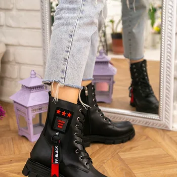 

Mica Black Skin Lace-Up Boots