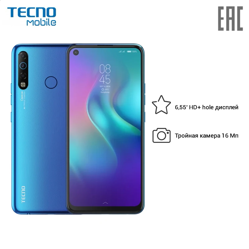Смартфон TECNO CC6 CAMON 12 air 16 51 см (6.5&quot) 1600 x 720 2.0GHz 4 Core 3GB RAM 32GB 16Mpix+5Mpix/8Mpix|Смартфоны| |