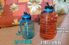 QuiFit-botella de agua de 3,78l, 2,2 L, 1,3 L, 128oz, galón, con pajita de plástico transparente, herramienta de gimnasio, jarra, taza deportiva gratis de BPA