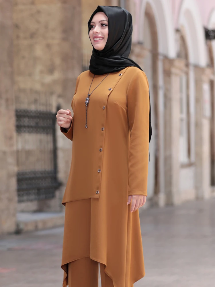 Women Hijab Muslim Suit Tunic Pants Combination Islamic Fashion Casual Wear Made in Turkey