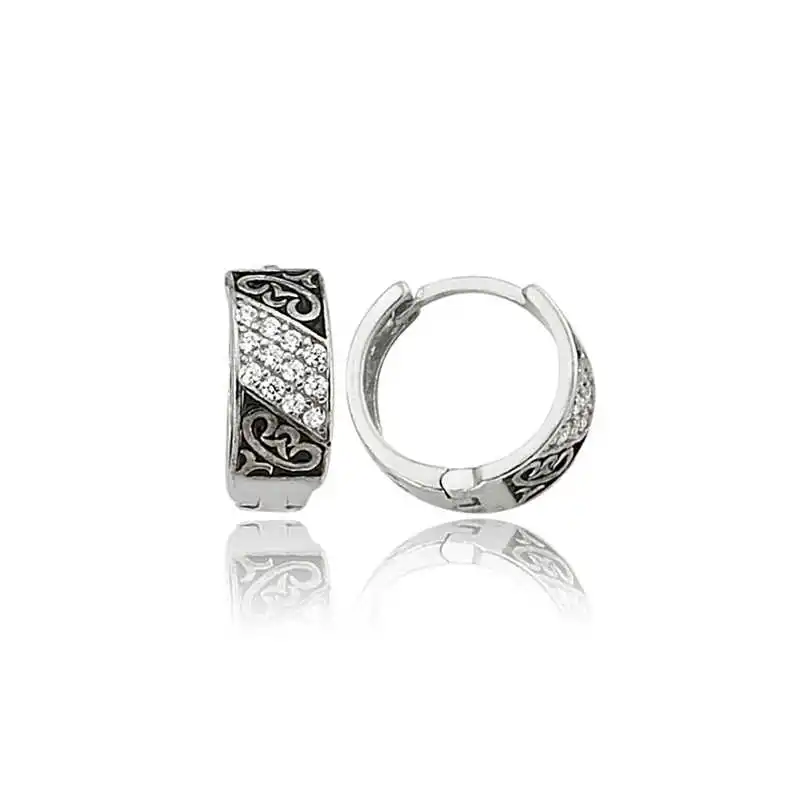 

Merve Silver Silver Cubic Zirconia Hoop Earrings